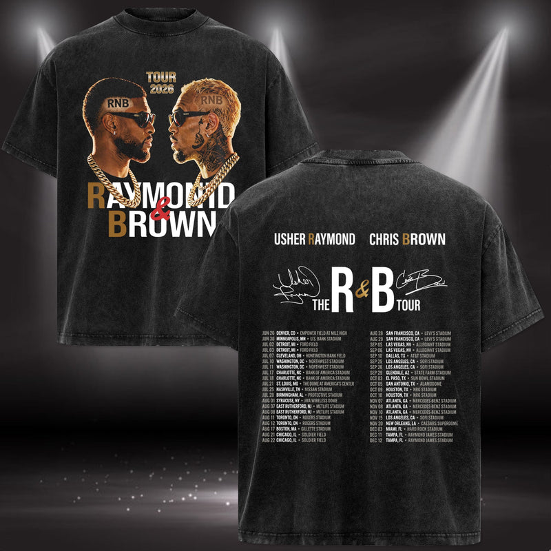Retro Chris Brown x Usher R&B Tour 2026 T-Shirt, Hoodie