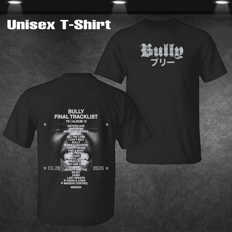 Vintage Kanye West "Bully" Final Tracklist Graphic T-Shirt & Hoodie