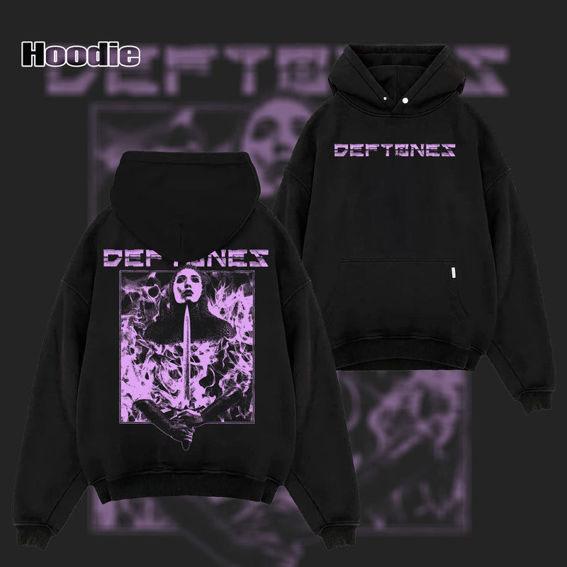 Vintage Deftones tee featuring a bold sword and flame graphic T-shirt & Hoodie
