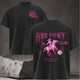 Retro Pink Pony Club Printed Round Neck Graphic Tee Shirt